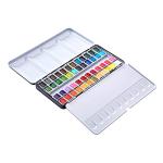 KINGART PRO Artist, Tin Box with Water Brush Watercolor Half-Pans, 48 Vibrant Colors Piece