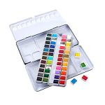 KINGART PRO Artist, Tin Box with Water Brush Watercolor Half-Pans, 48 Vibrant Colors Piece