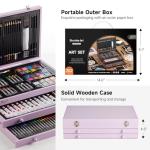 Shuttle Art Deluxe Gift Art Kit, 202-Piece Wooden Art Supplies Set with 4 Drawing Pads, Canvases, Coloring Sheets, Acrylic Paint, Crayons, Oil Pastels, Colored Pencils for Kids