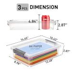 Citylife 3 PCS Plastic Storage Bins with Latching Lids Portable Project Case Clear File Box Stackable Storage Containers for Organizing A4 Paper, Photo, Document, Scrapbook
