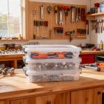 Citylife 3 PCS Plastic Storage Bins with Latching Lids Portable Project Case Clear File Box Stackable Storage Containers for Organizing A4 Paper, Photo, Document, Scrapbook