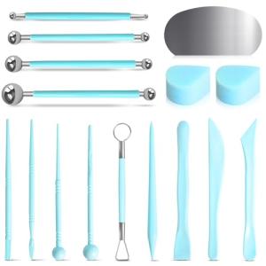 16 PCS Clay Tools Kit for Pottery & Polymer Clay – Air Dry Clay Sculpting Tools Set for Kids & Adults, Includes Dotting, Carving, Molding, Modeling, and Shaping Tools for Pottery Craft