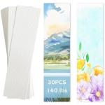 30 PCS Watercolor Paper Blank Bookmarks 1.9" x 7.8", White 140lb Heavyweight Watercolor Paper Cards Bulk for Kids Student Wet,Dry & Mixed Media