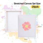 Stretched Canvas for Painting, 5/8 Inch Profile 100% Cotton Artist Framed Blank Canvas for Acrylics,Oils & Other Painting Media (20 Pack 8 * 10 in)