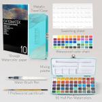 CHROMATEK Watercolor Paint Set, 50 Vivid Colors, Water Color Paper Pad, Brush, Aqua Pen, Palette, Color Chart, Swatch Sheets & Metal Travel Case, Premium All-In-One Art Travel Kit Art Supplies