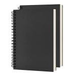 DSTELIN Blank Spiral Notebook, 2-Pack, Soft Cover, Sketch book, 100 Pages / 50 Sheets, 7.5 inch x 5.1 inch, 100GSM, (Black)