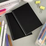 DSTELIN Blank Spiral Notebook, 2-Pack, Soft Cover, Sketch book, 100 Pages / 50 Sheets, 7.5 inch x 5.1 inch, 100GSM, (Black)