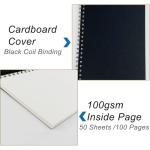 DSTELIN Blank Spiral Notebook, 2-Pack, Soft Cover, Sketch book, 100 Pages / 50 Sheets, 7.5 inch x 5.1 inch, 100GSM, (Black)