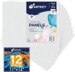 Canvas Panels 11x14 Inch 12-Pack, 10 oz Primed 100% Cotton Canvases for Painting, White Blank Flat Canvas Boards for Oil Acrylics Watercolor Tempera Paints
