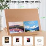Tabletop Easel for Painting, 24.88"x17.28" Extra Large Adjustable Beechwood Drawing Board, Art Easel for Painting Sketching and Display Stand, Ideal for Diamond Art