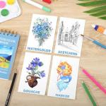 35 Sheets Watercolor Paper Pad 3.5x5.5 Inch, 140 lb/300 GSM Cold Press Water Color Paper Spiral Bound Watercolor Sketchbook for Art Painting, Journal, Drawing, Mixed Media