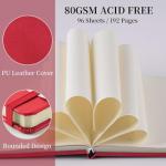 Square 5x5 inches 80gsm 96sheets/192 Pages Notebooks Blank Sketchbooks Travel Journal Pocket Hardcover Paint Writing Diary Memo Planner PU Leather Cover. Red