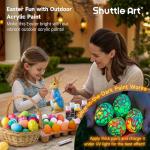 Shuttle Art 25 Colors Outdoor Acrylic Paint Set, 2oz/60ml Waterproof Acrylic Paint with 10 Brushes 1 Palette, Rich Pigmented Paints for Artists, Beginners on Rocks, Wood Crafts, Garden Statues