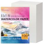 Threvortax 100 PCS Watercolor Paper 8.5x11 Inch 105LB/230GSM Cold Press Water Color Paper for Students and Beginners, Acid-Free Heavyweight Art Sheets for Painting, Printing, Scanning & Crafting