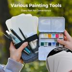 Funto Travel Watercolor Set, 12-Color Paint, 10 Premium Postcards, Brush, Brush Pen, Fineliner, Pencil, Painting Set for Adults, Beginner, and Artists