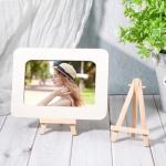 Oqqlin 100 Pcs Mini Wood Easel Stands, 5 Inch Small Wooden Canvas Easels for Display, Arts & Crafts Easels Tripod for Tabletop Painting, Weddings, Photos, Business Cards, DIY Crafts, Home Decoration