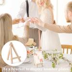 Oqqlin 100 Pcs Mini Wood Easel Stands, 5 Inch Small Wooden Canvas Easels for Display, Arts & Crafts Easels Tripod for Tabletop Painting, Weddings, Photos, Business Cards, DIY Crafts, Home Decoration