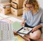 60 Pcs 6x6 Inch Clear Scrapbook Paper Storage with 60 Pcs Sticky Index Tabs - Airtight Plastic Craft Organizer for Scrapbook Paper, Cardstock, Vinyl Sheets & Cookie Stencils