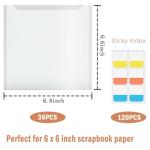 60 Pcs 6x6 Inch Clear Scrapbook Paper Storage with 60 Pcs Sticky Index Tabs - Airtight Plastic Craft Organizer for Scrapbook Paper, Cardstock, Vinyl Sheets & Cookie Stencils