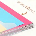 60 Pcs 6x6 Inch Clear Scrapbook Paper Storage with 60 Pcs Sticky Index Tabs - Airtight Plastic Craft Organizer for Scrapbook Paper, Cardstock, Vinyl Sheets & Cookie Stencils