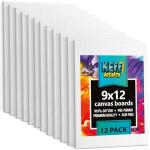 KEFF 12-Pack Bulk Canvas Boards, 9x12 Canvas for Acrylic, Oil, Watercolor, Tempera - 100% Cotton Primed Painting Canvas