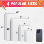 FIXSMITH Stretched Canvas for Painting, 3"x5", 5"x7", 8"x10", 10"x12", Pack of 4, Pre-Primed Canvases Wood Framed, Blank White Canvas Boards for Acrylic, Oil and Gouache Painting