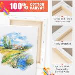 FIXSMITH Stretched Canvas for Painting, 3"x5", 5"x7", 8"x10", 10"x12", Pack of 4, Pre-Primed Canvases Wood Framed, Blank White Canvas Boards for Acrylic, Oil and Gouache Painting