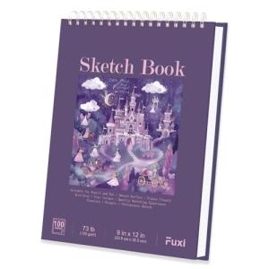 Purple Sketch Book for Women - 9"x12" Girls Sketch Book, 100 Sheets (73lb/120gsm) Drawing Paper for Kids, Art Supplies for Girls Ages 8-12, Beginners, and Adults, 1-Pack