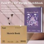 Purple Sketch Book for Women - 9"x12" Girls Sketch Book, 100 Sheets (73lb/120gsm) Drawing Paper for Kids, Art Supplies for Girls Ages 8-12, Beginners, and Adults, 1-Pack