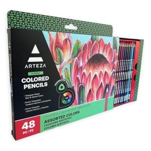 ARTEZA Colored Pencils, 48 Soft Color Pencils, Highly-Pigmented, Wax-Based Coloring Pencils for Artists, and Beginners