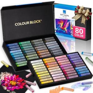 COLOUR BLOCK 80pc Soft Pastels for Artists I Color Chalk Pastels Set, Coloring Charcoal Sticks, Drawing Art Supplies for Adults, Beginners, Kids