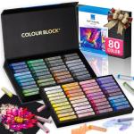 COLOUR BLOCK 80pc Soft Pastels for Artists I Color Chalk Pastels Set, Coloring Charcoal Sticks, Drawing Art Supplies for Adults, Beginners, Kids