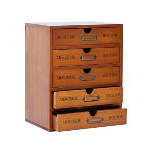 Vintage 5-Drawer Wooden Desk Organizer - Craft Storage Drawers - Rustic Shelf Drawer - Ideal Home Office Organizers and Accessories - Embroidery Floss - Apothecary Cabinet, Art Storage I Stackable