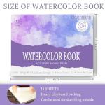 KIWIHUB Watercolor Paper Pad, 9 x 12 in, 100% Cotton, 140lb Medium Rough Artist Painting Drawing Paper Book, Art Supplies for Adults Kids, Watercolors