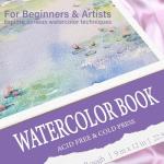 KIWIHUB Watercolor Paper Pad, 9 x 12 in, 100% Cotton, 140lb Medium Rough Artist Painting Drawing Paper Book, Art Supplies for Adults Kids, Watercolors