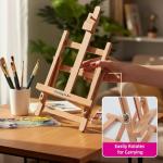 Falling in Art Tabletop Easel Set, Portable Wooden Art Easel Painting Kits for Kids, Easel for Painting Canvases, Including 12 Colors Acrylic Paints, 10 Paintbrushes and 4 Canvas Panels, Pink