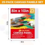 25 Pack Canvas Boards for Painting Supplies, 8 x 10 inch Blank Canvases, Gesso Primed Acid-Free 100% Cotton Canvas Panels for Acrylic Oil Watercolor,Art Supplies