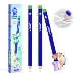 YPLUS Detail Eraser Pencils, Fine Detail Eraser with Sharpener, Perfect for Sketching, Charcoal Drawings, Colored Pencils Erasing & Geometry Corrections, Blue (3-Pack)