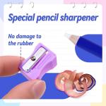 YPLUS Detail Eraser Pencils, Fine Detail Eraser with Sharpener, Perfect for Sketching, Charcoal Drawings, Colored Pencils Erasing & Geometry Corrections, Blue (3-Pack)