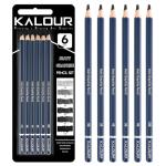 KALOUR PDAS Professional Drawing Pencils for Sketching - 6 pcs Matte Graphite Art Pencil Set (HB to 12B) for Shading, Beginners & Pro Artists