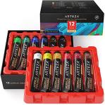 ARTEZA Acrylic Paint Set of 12 Colors, 0.74 Ounces Tubes, Non-Toxic Acrylic Artist Paints. Art Supplies for Painting