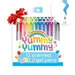 Ooly Scented Yummy Yummy Glitter Gel Pens Set of 12-1.00mm NIB Scented Glitter Pens for Kids and Adults, Art and Stationery Supplies