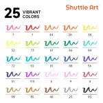 Shuttle Art Dual Tip Brush Marker Pens, 25 Colors Water-based Ink, Fine and Brush Tip Marker Set with 1 Coloring Book for Kids Adult Artist Calligraphy Hand Lettering Journal Doodling Writing