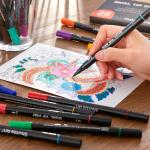 Shuttle Art Dual Tip Brush Marker Pens, 25 Colors Water-based Ink, Fine and Brush Tip Marker Set with 1 Coloring Book for Kids Adult Artist Calligraphy Hand Lettering Journal Doodling Writing