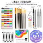 Chalkola Professional Watercolor Paint Set - 48 Semi Moist Water Colors Paint Adult Set, XL Pans | With Painting Brushes, Water Color Pad & Art Supplies | Suitable for Adults, Kids, Beginner & Artists
