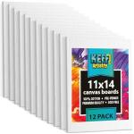 KEFF 12-Pack Bulk Canvas Boards - 11x14, Primed 100% Cotton for Acrylic, Oil, Watercolor, Tempera - Art Supplies for Adults & Kids
