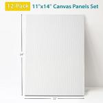 KEFF 12-Pack Bulk Canvas Boards - 11x14, Primed 100% Cotton for Acrylic, Oil, Watercolor, Tempera - Art Supplies for Adults & Kids