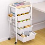 Rolling Cart with Drawers, Rolling Storage Cart with 5 Large Plastic Drawers & Wooden Tabletop, Utility Cart with Pegboards & Basket, Storage Drawers Cart for Living Room, Classroom, Bedroom, Office