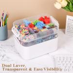 3-Tier Art Supply Storage Container, Stackable Kids Craft Organizer Box with Removable Trays, Plastic Craft Organizers and Storage for Markers, Toys, Sewing, Tool