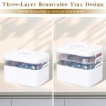 3-Tier Art Supply Storage Container, Stackable Kids Craft Organizer Box with Removable Trays, Plastic Craft Organizers and Storage for Markers, Toys, Sewing, Tool